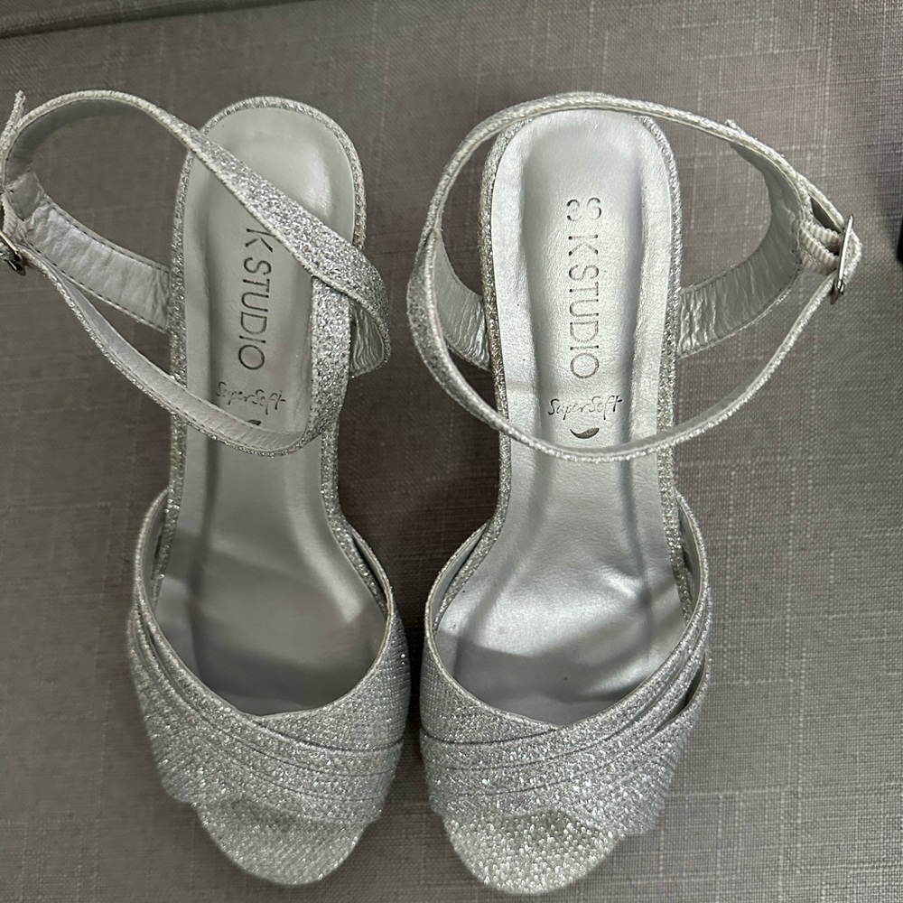 Elegant Silver Glitter Heels